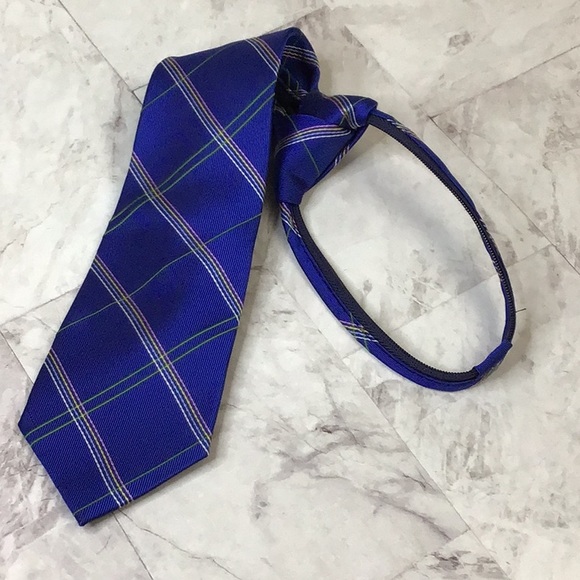 Talbots Royal Blue Kids Silk Necktie with adjustable zipper - Picture 5 of 6